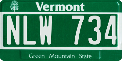VT license plate NLW734