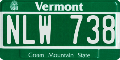 VT license plate NLW738