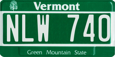 VT license plate NLW740