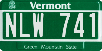 VT license plate NLW741