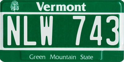 VT license plate NLW743