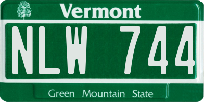 VT license plate NLW744