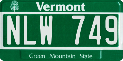 VT license plate NLW749