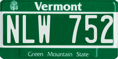 VT license plate NLW752