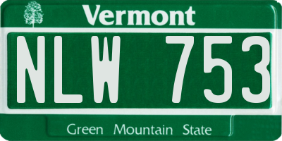 VT license plate NLW753