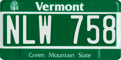 VT license plate NLW758