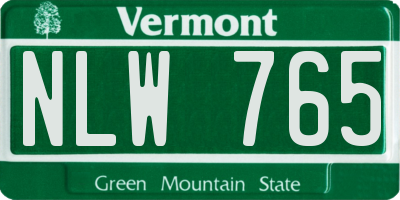 VT license plate NLW765