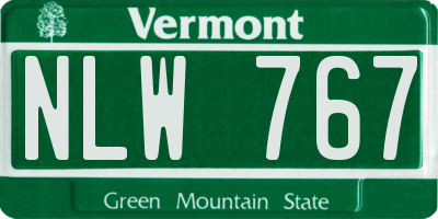 VT license plate NLW767