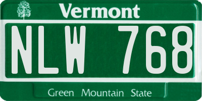 VT license plate NLW768