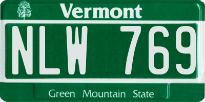 VT license plate NLW769
