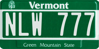 VT license plate NLW777