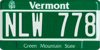 VT license plate NLW778