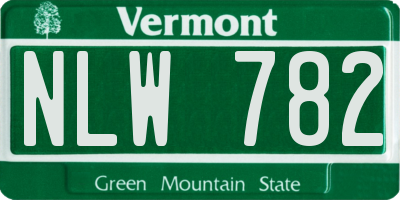 VT license plate NLW782