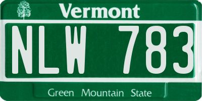 VT license plate NLW783