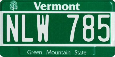 VT license plate NLW785