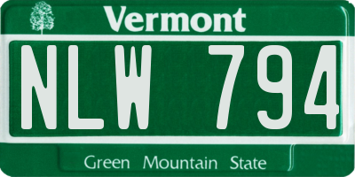 VT license plate NLW794