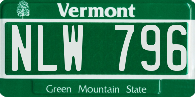 VT license plate NLW796