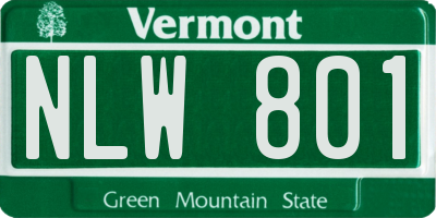 VT license plate NLW801