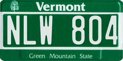 VT license plate NLW804