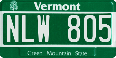 VT license plate NLW805