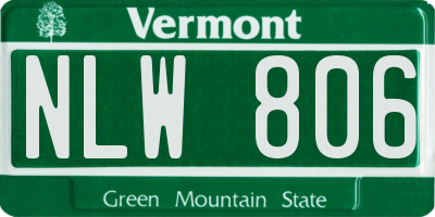VT license plate NLW806