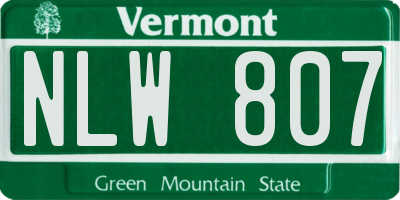 VT license plate NLW807