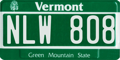 VT license plate NLW808