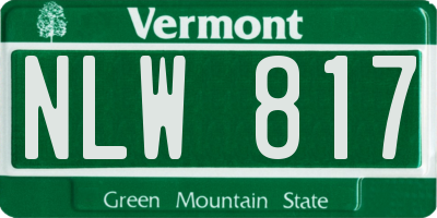 VT license plate NLW817