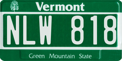VT license plate NLW818