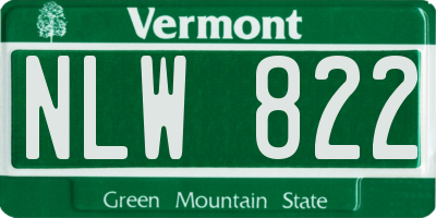 VT license plate NLW822