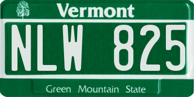 VT license plate NLW825
