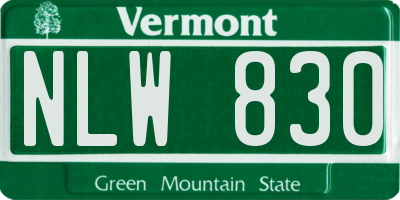 VT license plate NLW830