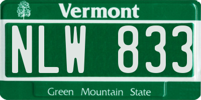 VT license plate NLW833