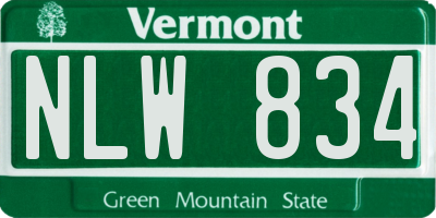 VT license plate NLW834