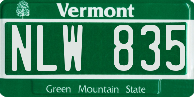 VT license plate NLW835