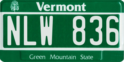 VT license plate NLW836