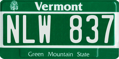VT license plate NLW837