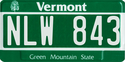 VT license plate NLW843
