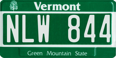 VT license plate NLW844