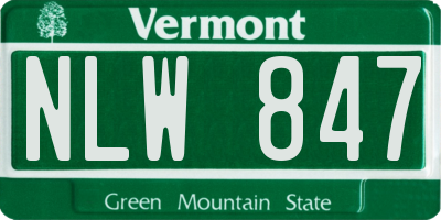 VT license plate NLW847