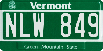VT license plate NLW849