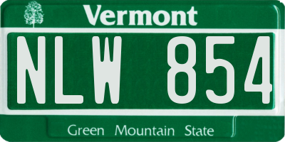 VT license plate NLW854