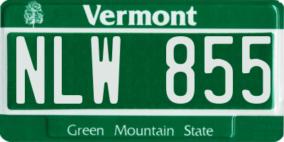 VT license plate NLW855
