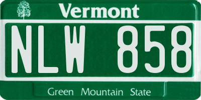 VT license plate NLW858