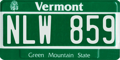 VT license plate NLW859