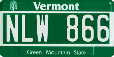 VT license plate NLW866