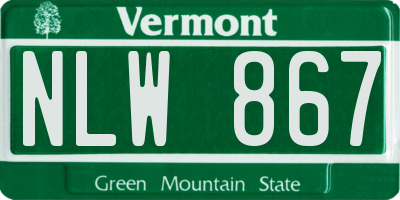 VT license plate NLW867
