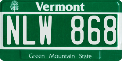 VT license plate NLW868