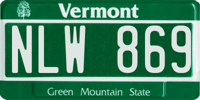 VT license plate NLW869