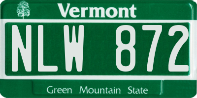 VT license plate NLW872